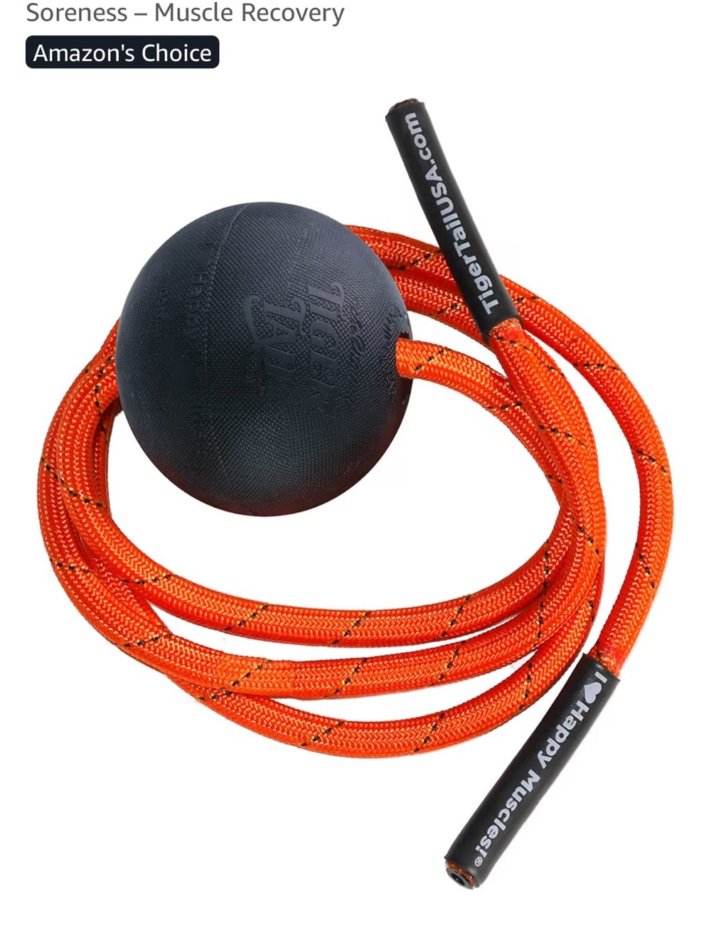 Tiger Tail Muscle Recovery Ball with Orange Rope and Happy Muscles Book